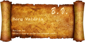 Berg Valéria névjegykártya